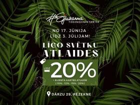 ATLAIDES LĪDZ -20% +IZMANTO KLIENTA KARTI UN SAŅEM PAPILDUS ATLAIDI ATKARĪBĀ NO LOJALITĀTES LĪMEŅA (-10%; -12%; -15%; -20%)