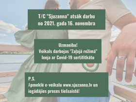 Т/Ц "SJUZANNA" ВОЗОБНОВЛЯЕТ РАБОТУ В «ЗЕЛЕНОМ РЕЖИМЕ»С 16 НОЯБРЯ 2021 Г.! -50% СКИДКА НА ВСЕ ТОВАРЫ!